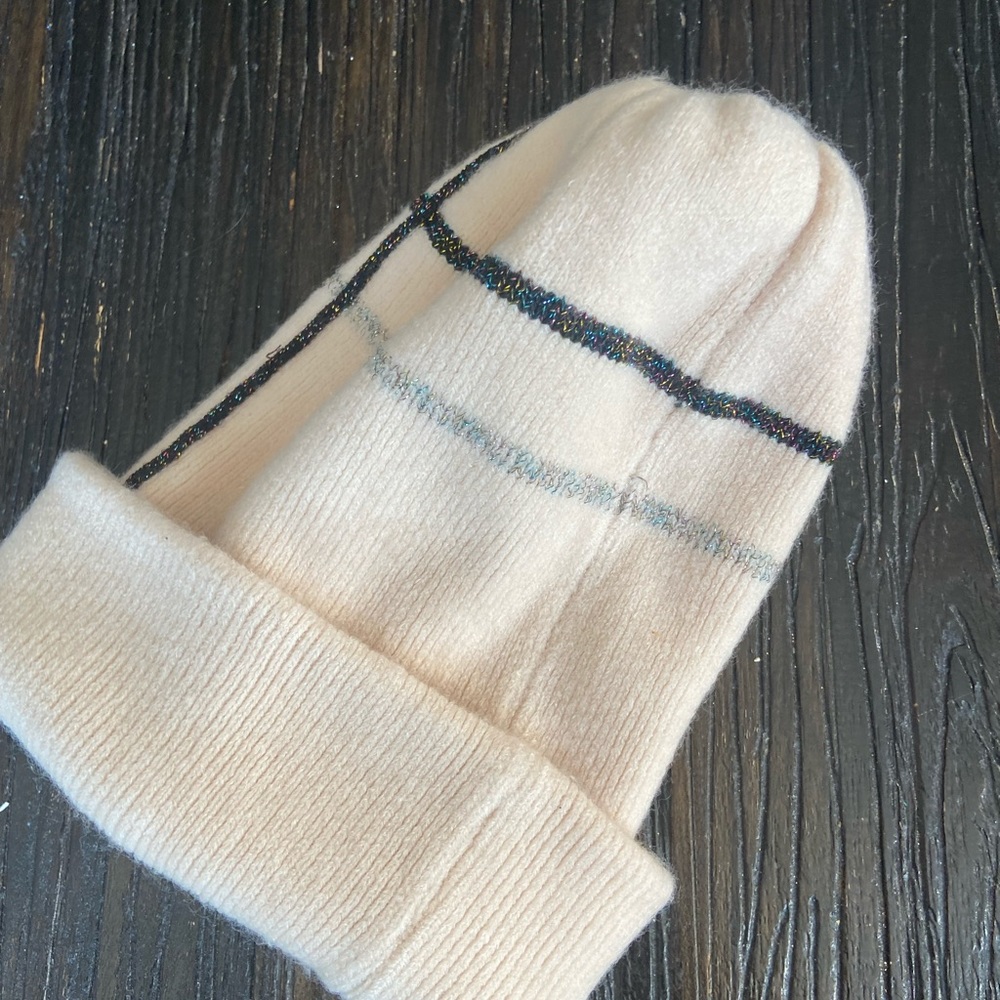 Women’s Cozy Glitter Stripe Winter Beanie Hat - Picture 6 of 6